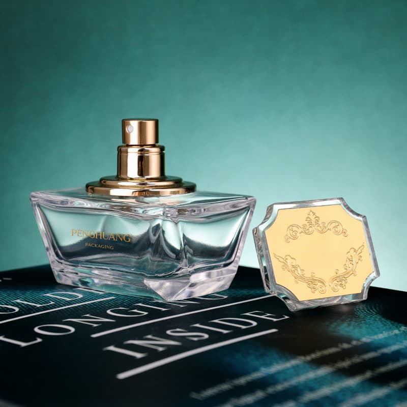 Cosmetic packaging — 2026 Unique Design 50ml Clear Matte Glass Rectangle Perfume Bottle Gold Pump Sprayer Cap Refillable Customizable Thick Perfume