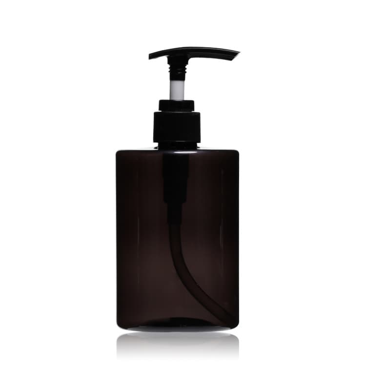 Cosmetic packaging — 350ml black round hand gel soap sanitizer pump plastic PET bottles