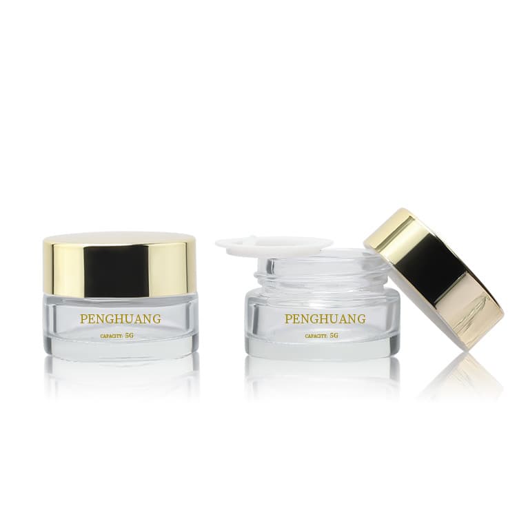 Cosmetic packaging — Custom 5g 10g  Glass Eye Cream Jar Empty Frosted Glass Jar Container Gold Aluminum Lid Face Cream Scrub Can Glass Cosmetic Jars