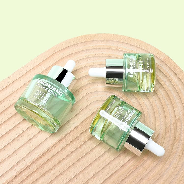 Cosmetic packaging — Custom Fancy Green 20ml 30ml 50ml Glass Hair Oil Bottle Dropper Essential Oil Bottle Moisture Cosmetics Glass Serum Bottle