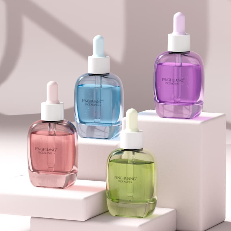 Cosmetic packaging — Custom 30ml Glass Dropper Bottle for Serum Skincare Thick Bottom Flat Essential Oil Bottle Cosmetics Packaging Containers