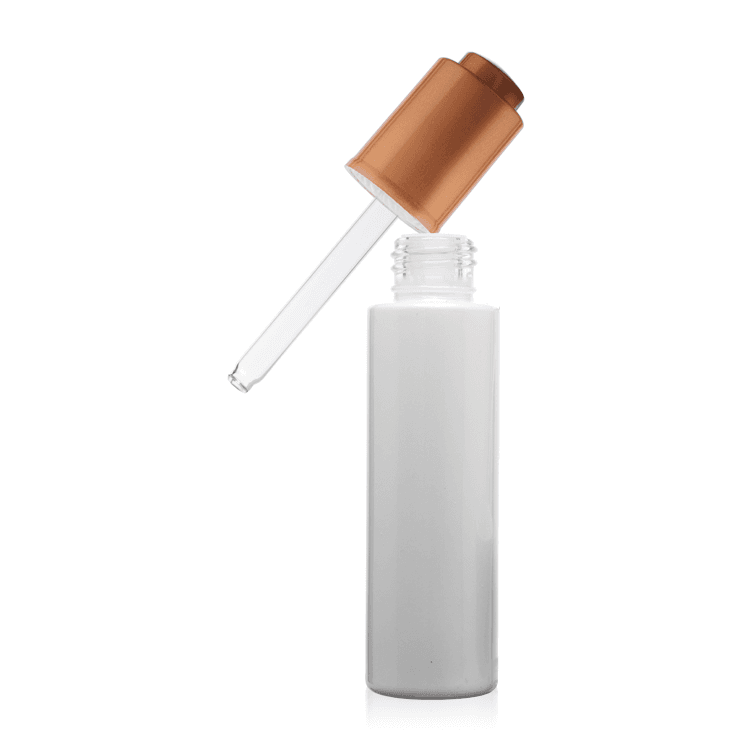 Cosmetic packaging — Hot Sale Customized White Painting Frosted Essential Oil Press Push Dropper Bottle Serum Bottle 30 Ml Glass Bottle with Dropper