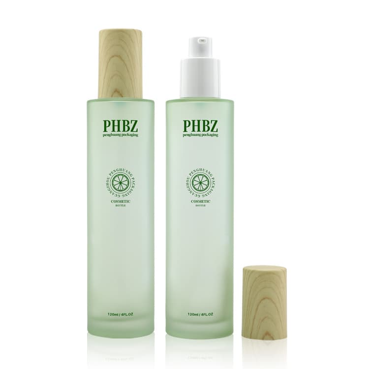 Cosmetic packaging — Luxury skincare packaging set 120ML frosted glass toner bottle OEM ODM supplier LOGO custom straight round glass lotion bottle