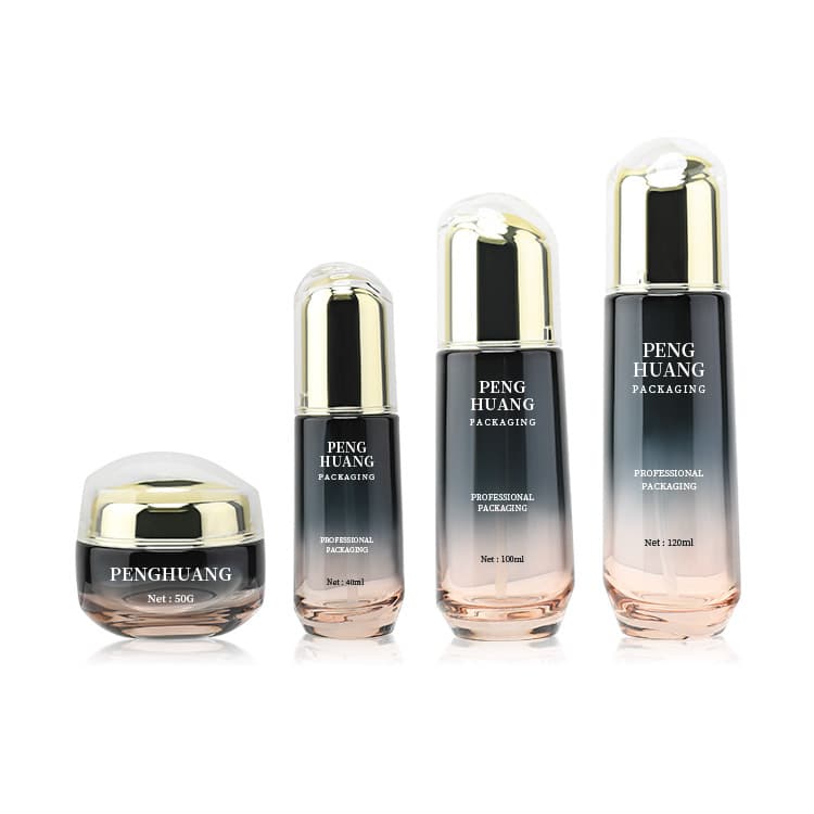 Cosmetic packaging — Customizable 40ml 100ml Elegant Cylindrical Glass Lotion Bottles Set Cosmetics Serum Screen Printed Plastic Skincare Packaging