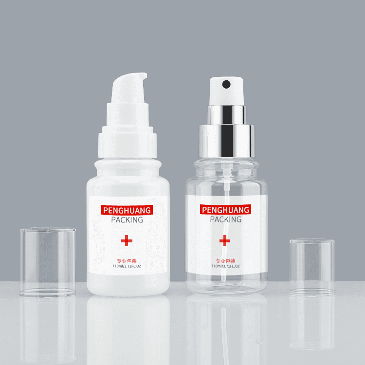 Cosmetic packaging — Recycled Pet Plastic Pump Bottle 110ML Free Sample Cosmetic Container with Pump