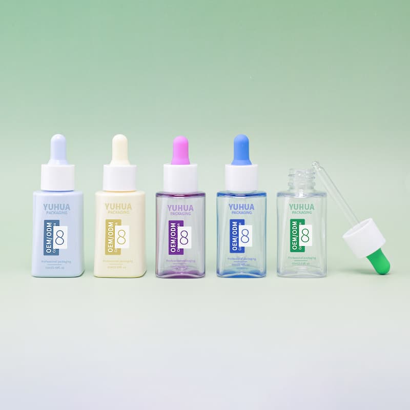 Cosmetic packaging — New Design 50ml PET Plastic Serum Bottle Eco-friendly Cosmetic Container Skincare Lotion Oil Colorful Dropper Cap Screen Printed