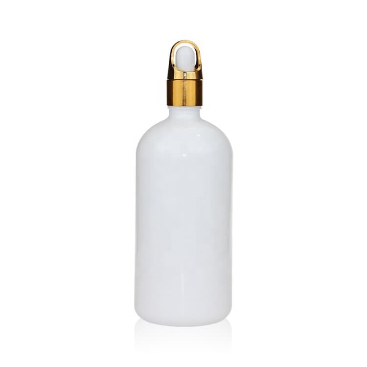 Cosmetic packaging — 200ml White porcelain  Bottle for Essential Oils With Glass Eye Dropper Golden Caps Travel  Perfume Cosmetic Container