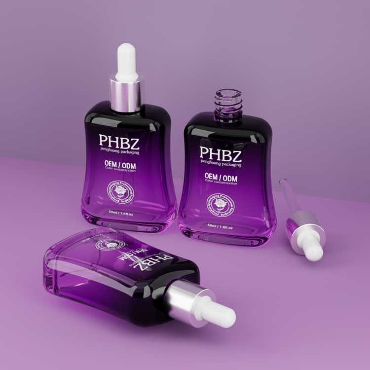 Cosmetic packaging — Luxury Custom Glass Serum Bottle New Arrival 50ml Unique Serum Bottle Skincare Packaging Design Face Moisture Dropper Bottles