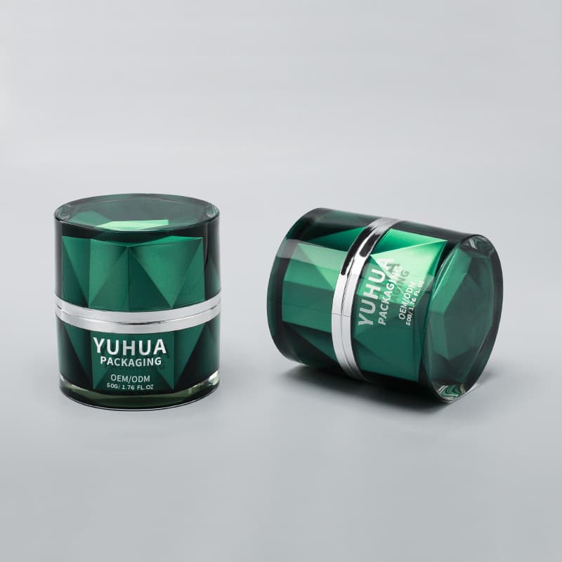 Cosmetic packaging — Luxury 50g Double Wall Green Acrylic Eye Cream Jar with Lid Empty Luxury Cosmetic Container for Skin Care