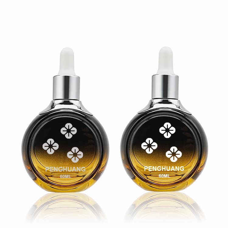 Cosmetic packaging — Wholesale Luxury Face Serum Bottles Gradient black 60ml Empty Cosmetic Essential Oil Packaging Serum Glass Dropper Bottle