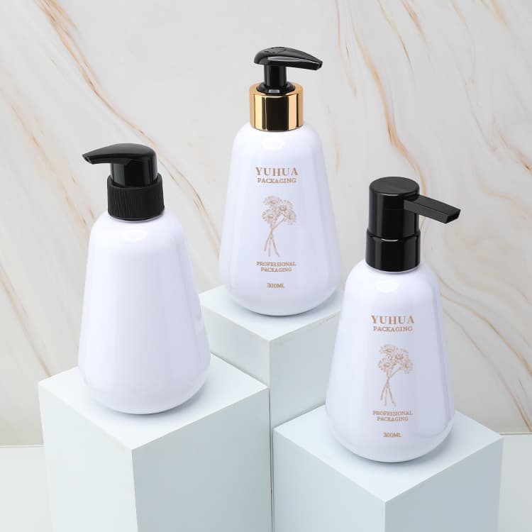Cosmetic packaging — PET Cosmetic Plastic Bottle 300ml Round Plastic Lotion Bottle Recycled Cosmetic Packaging Shampoo Lotion Pump Bottle