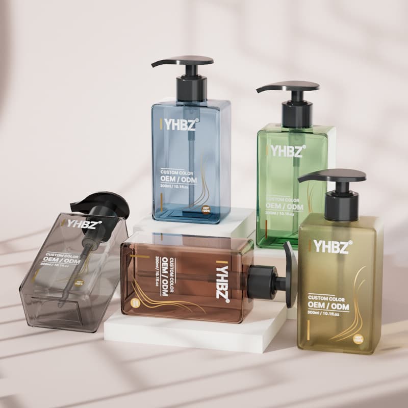 Cosmetic packaging — Reliable 300ml Plastic Flat Square Lotion Pump Bottle Empty PET Hand Sanitizer for Facial Cleanser Shampoo/Conditioner Cosmetics