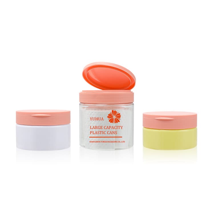 Cosmetic packaging — Large Cosmetic Jar Container Skincare Packaging 480ml Plastic Jar with Flip Top Lid Body Care Wipes PET Recycled Plastic Jars
