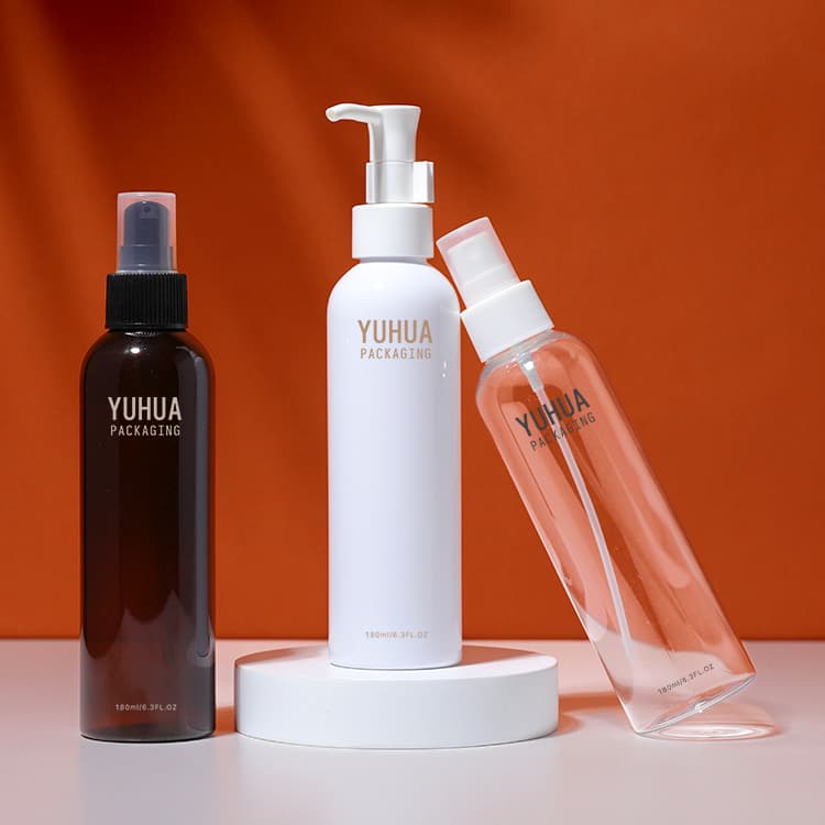 Cosmetic packaging — 180ml Cylinder Plastic Lotion Pump Bottle for Cosmetic Empty Round Pet Plastic Lotion Bottle