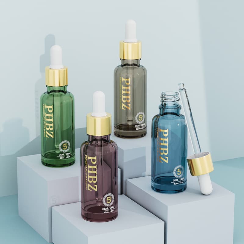 Cosmetic packaging — Custom Designed Luxury 1oz 30ml Glass Serum Bottle Empty Skincare Packaging for Face Essential Hair Oil Moisture Screen Printing