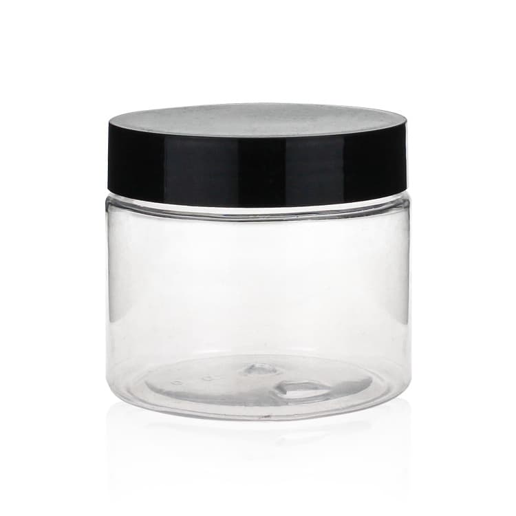 Cosmetic packaging — 180ml PET transparent clear plastic jar with lids food jar with black lid packaging cosmetic plastic jar Skin Care Cream