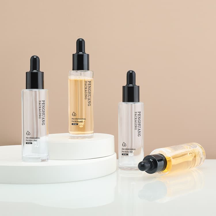 Cosmetic packaging — Custom OEM ODM 30ml  Glass Dropper Bottle Whitening Hydra Essence Hair Oil Bottle Serum Facial 1oz Glass Serum Bottle