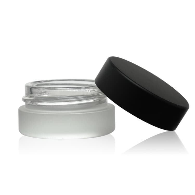 Cosmetic packaging — Multifunction Customize 5g Small Cosmetics Cream Empty Jar for Skin Care Eye Cream Jars Black Cap Frosted Glass Plastic Round