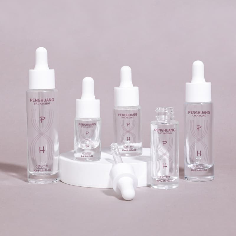 Cosmetic packaging — High Quality 5ml 10ml Clear Glass Serum Bottle Pump Closure Empty Flat Packaging for Essential Oil Liquid Foundation Hair Care