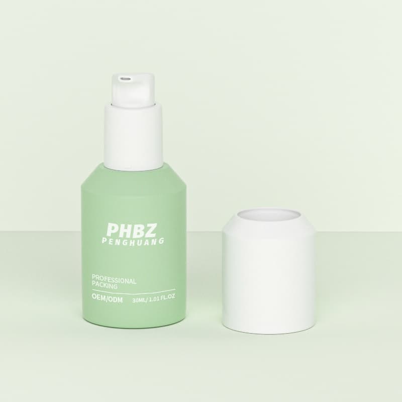 Cosmetic packaging — Clear Glass 1oz 30ml Cream Pump Bottle Luxury Cosmetic Packaging Thick Square Cylinder for Liquid Foundation Serum and Lotion
