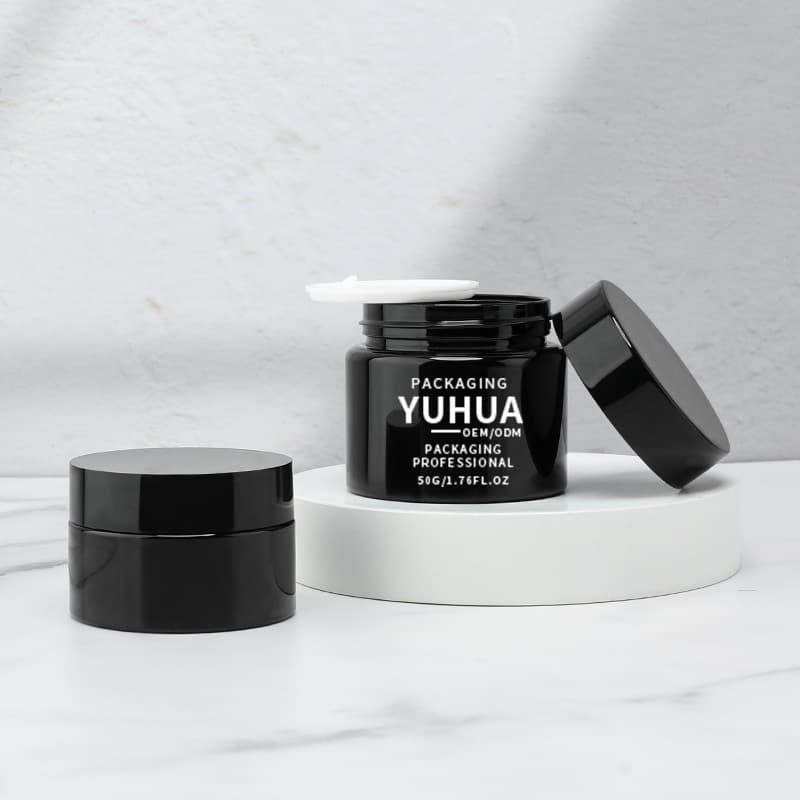 Cosmetic packaging — Wholesale 30g 50g Black Plastic Round Empty Cream Jar Body Butter Cosmetic Jar with Lids for Skin Care Packaging