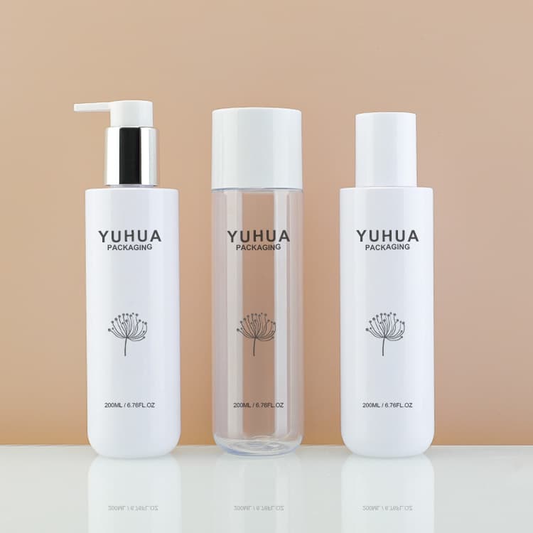 Cosmetic packaging — Recycled Cosmetic Plastic Bottle 200ml Biodegradable Empty Refillable White Plastic Lotion Pump Press Bottles Soap Dispensers