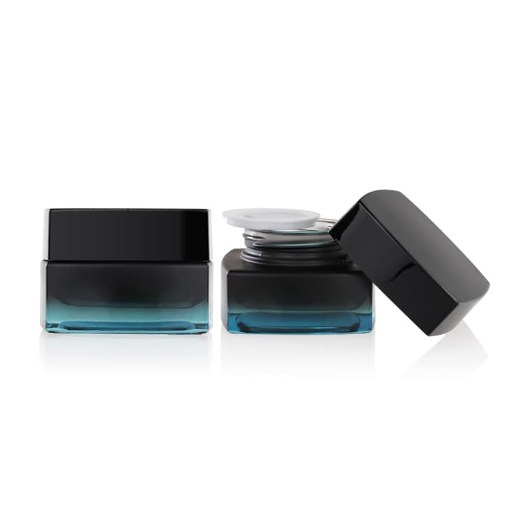 Cosmetic packaging — 20g 50g 100g Glass Cosmetic Jar Black Cosmetic Jar Glass Glass Jar Square Cosmetic Skincare Cream Glass Jars Cosmetic Containers