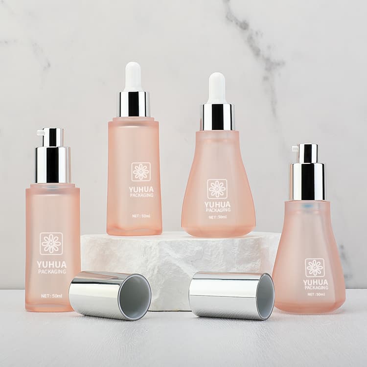 Cosmetic packaging — PETG Bottle Cosmetic Skincare Packaging Frosted Pink Serum Lotion Bottle with Dropper