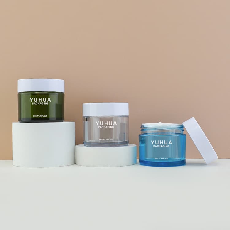 Cosmetic packaging — Wholesale Facy Cream Jars 50g Recycled Cosmetic Cream Jars with Lids Pet Plastic Jar for Face Eye Cream Exfoliating Scrub