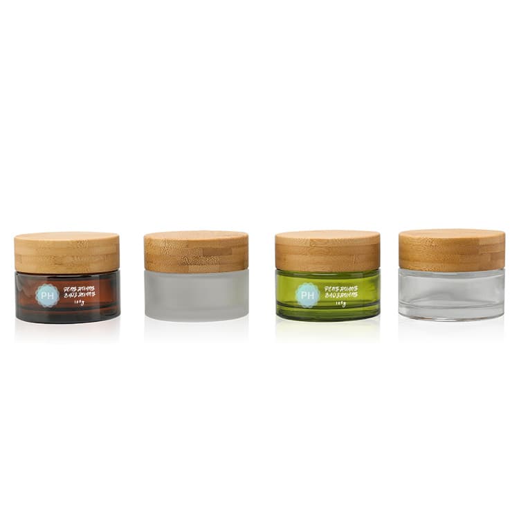 Cosmetic packaging — Hot Selling 100g Frost clear Cosmetic Container Cream Jars Cosmetic Face Cream Glass Larger Jar with Wooden Bamboo Lid