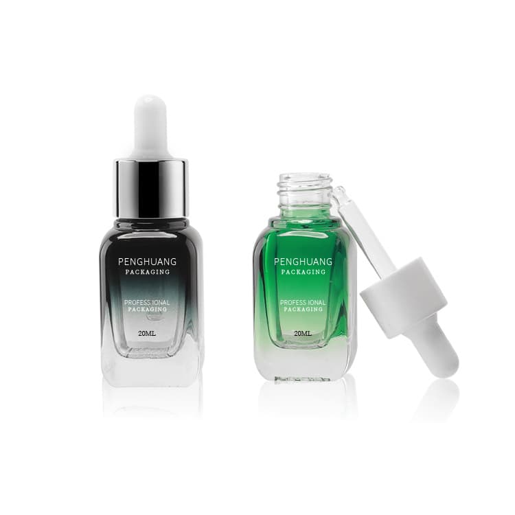 Cosmetic packaging — Customized Square Frosted Cosmetic Glass Dropper Bottle 50ml Flat Shoulder Serum Eye Essential Oil Push Button Dropper Bottle