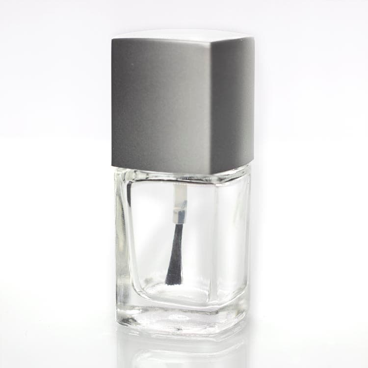 Cosmetic packaging — 12ml Clear Square Nail Polish Bottle Empty Glass Nail Polish Enamel Bottle with Cap