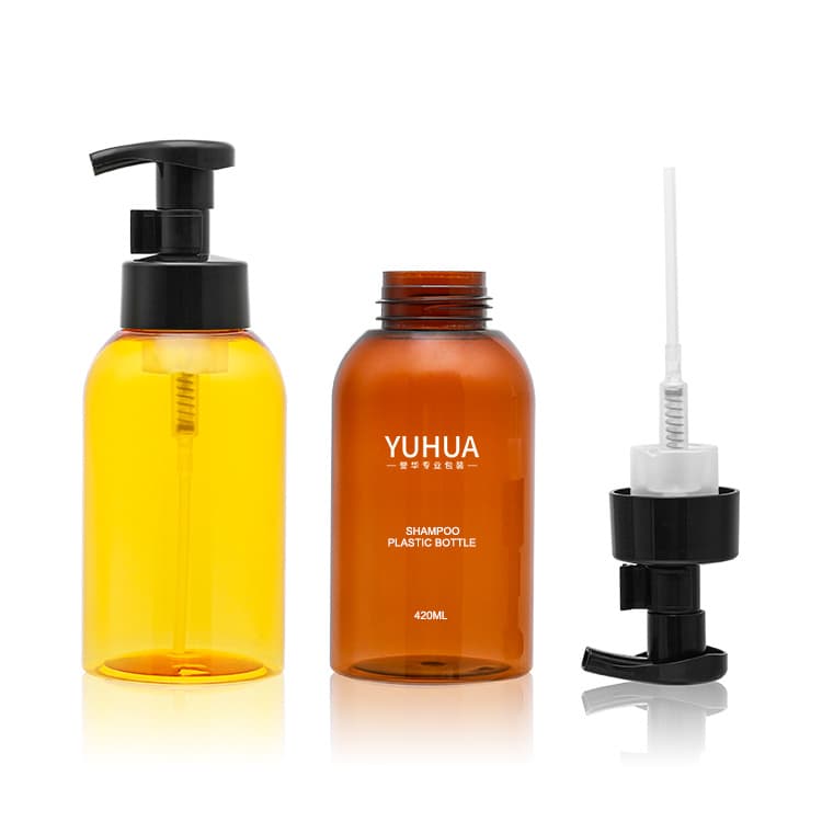 Cosmetic packaging — Top Selling hair care PET shampoo bottle 420ml personal care plastic shampoo bottle skincare packaging plastic foam bottle