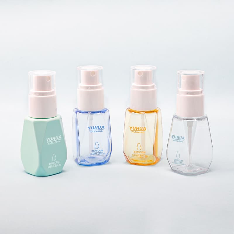 Cosmetic packaging — Custom 50ml Square Transparent Fine Mist Spray Bottle for Skin Care Serum Portable Hydrating Setting Lotion Packaging