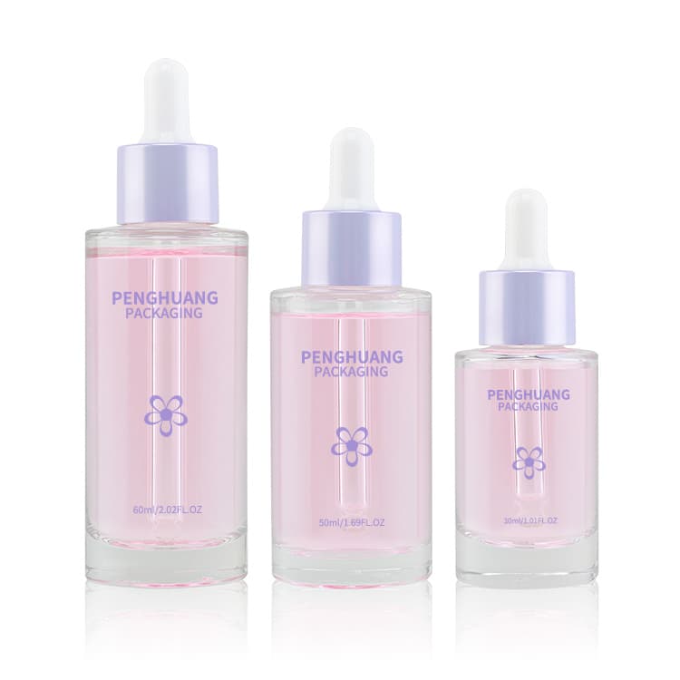 Cosmetic packaging — Custom 30ml 50ml 60ml Transparent Glass Dropper Serum Bottles Empty Luxury Hair Essence Oil Dropper Bottle 1oz