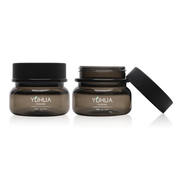 Cosmetic packaging — Recycled Packaging 30g 50g PET Plastic Hair Body Scrub Container Black Frosted Body Butter Cream Jar with Lid