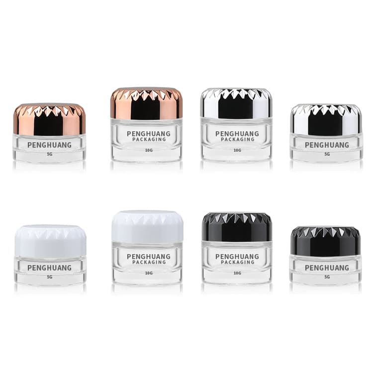 Cosmetic packaging — Glass Skincare Cream Jars Diamond Pattern Cap Facy Mini Glass Face Cream Moisture Cosmetic Jars Plating Lid Cream Glass Jar