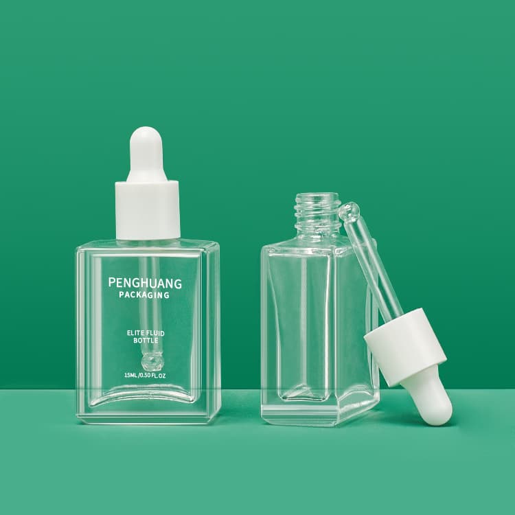Cosmetic packaging — 0.5oz Liquid Glass Dropper Bottle Essence Oil Bottle Face Care Skin Base Cosmetic Skincare Packaging Glass Serum Bottle 15ml