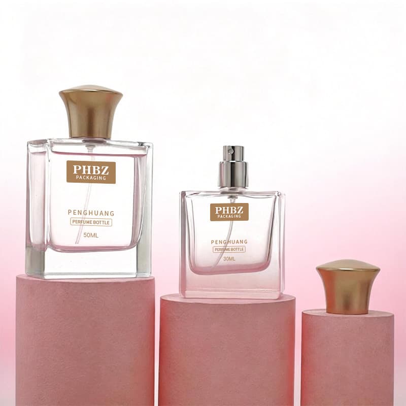 Cosmetic packaging — Luxury Rectangular Pink Glass Perfume Bottle 30ml 50ml  Refillable Body Spray Bottle With Lid Cosmetic Container for Fragrance