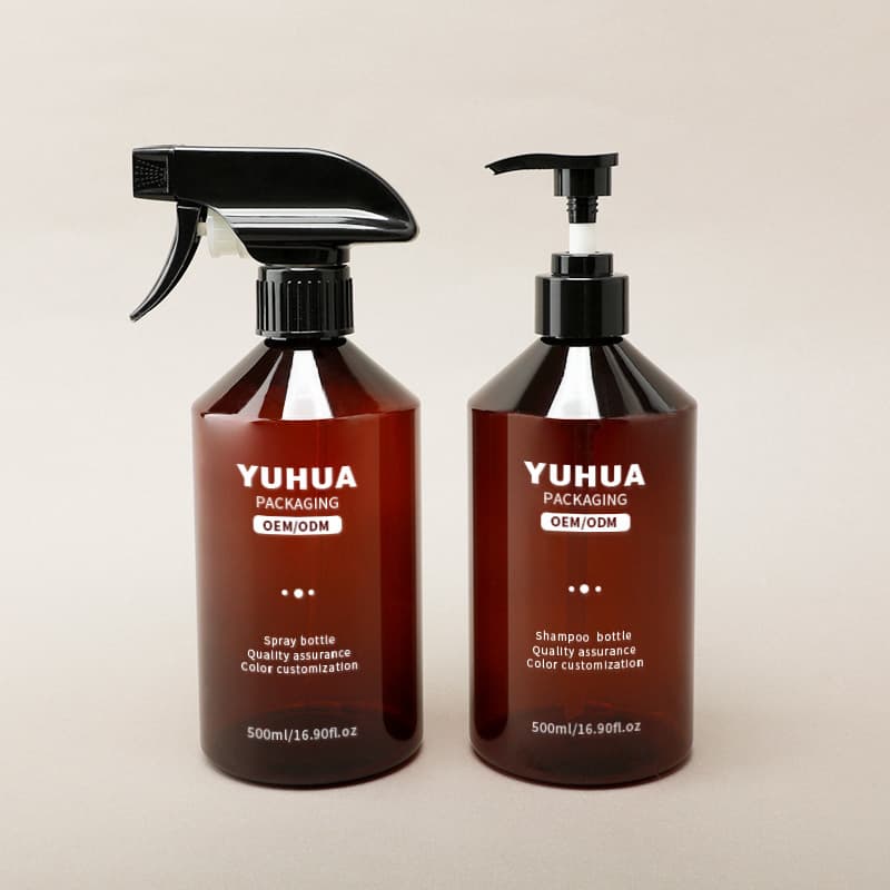Cosmetic packaging — 500ml Amber PET Trigger Spray Bottle Refillable Aerosol Pump for Skin Care Body Lotion Serum Shampoo-Plastic Container