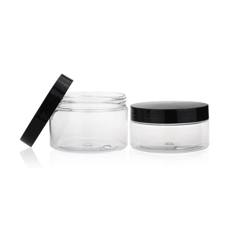Cosmetic packaging — 200ml Recycling Plastic PET Clear Empty Cosmetic and Food Jar Containers Jars and Lids