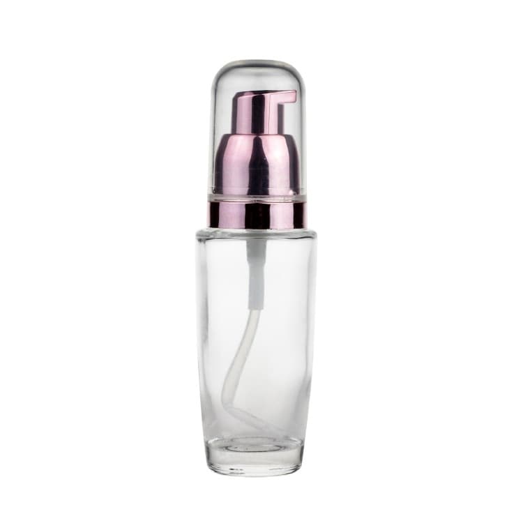 Cosmetic packaging — Frosty Glass Bottles Cosmetic 30ml Makeup Foundation Bottles With Rose Gold Pump