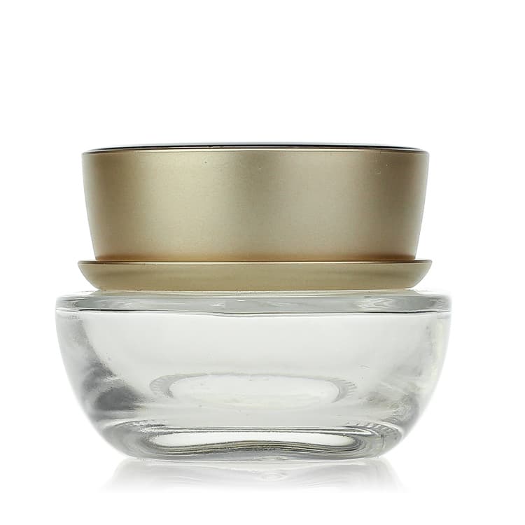 Cosmetic packaging — OEM Luxury empty clear 50g 30g jar cream gold cap glass cosmetic skincare packaging container Wholesale