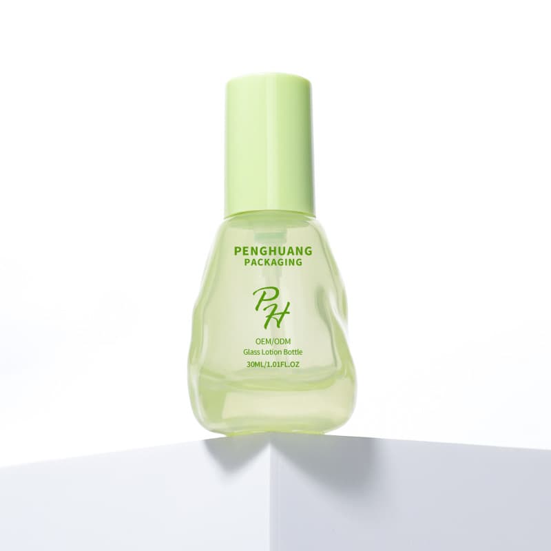 Cosmetic packaging — Hot Sale Avocado Green Frosted Serum Lotion Glass Bottle 30ml 1oz Thick Bottom Skin Care Serum Cream Foundation Bottle