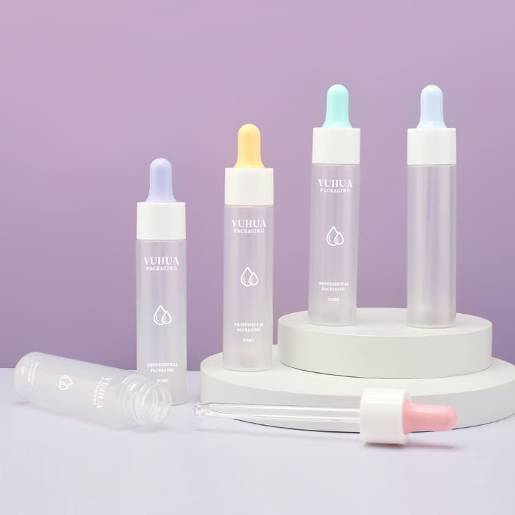Cosmetic packaging — 30ml 1oz Cosmetic Packaging Color Macaron Serum Essential Oil Dropper Bottle White Cylinder Serum Bottle