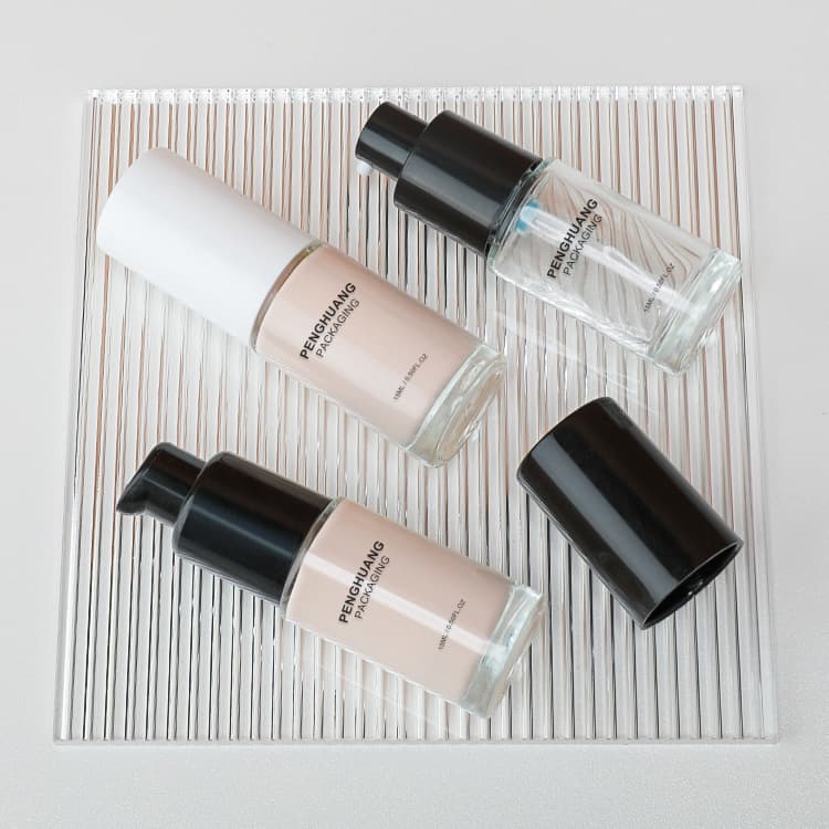 Cosmetic packaging — Glass Packaging Supplier Skincare Packaging Foundation Bottle 15ml Refillable Foundation Travel Pump Bottle