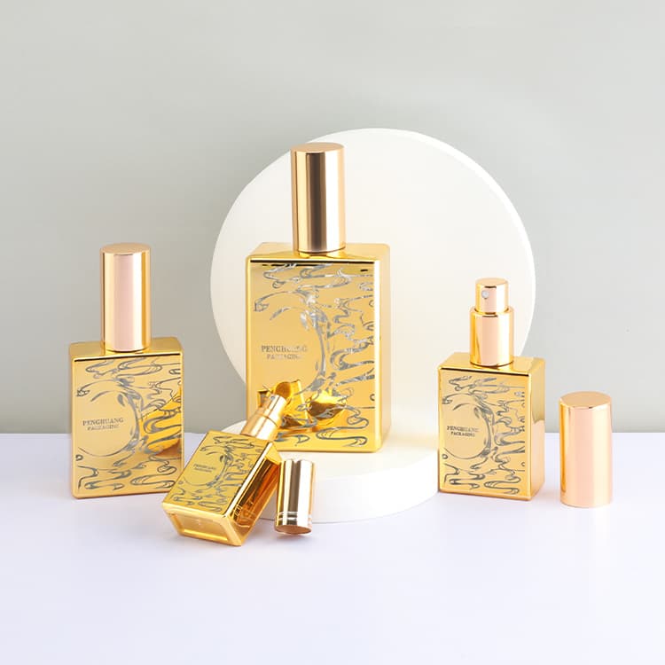Cosmetic packaging — Custom Luxury Glass Perfume Bottle Cosmetic 15ml 30ml 50ml 100ml square Spray Glass Bottle Electroplate Serum Skincare Packaging