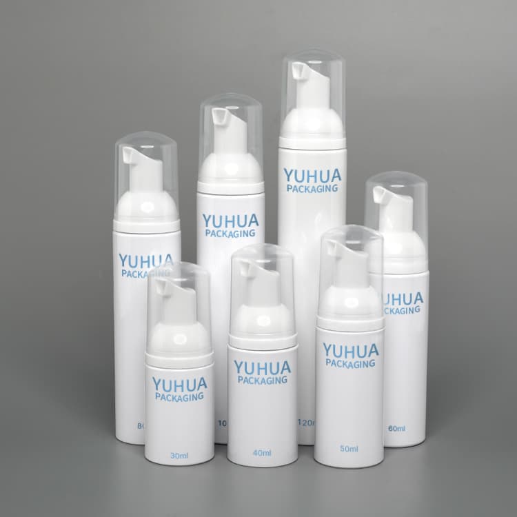Cosmetic packaging — Factory Price Foam Soap Bottle 60ml/80ml/100ml/120ml 4oz White Pet Soap Facial Cleanser Foaming Bottle with Pump