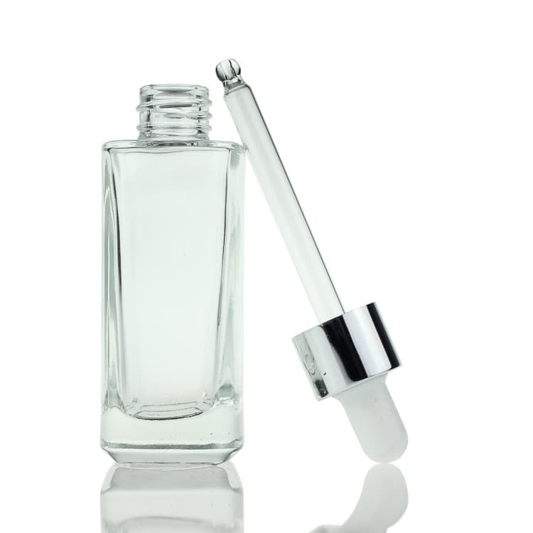 Cosmetic packaging — Best Selling 35ml square shape glass dropper bottle skincare eyes serum cosmetic glass bottle manufacturer