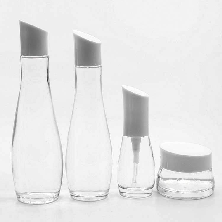 Cosmetic packaging — Glass cream  jar Clear Cosmetic Jar 50g Seal 50ml With White Cap cosmetic package Set for Skin Jar